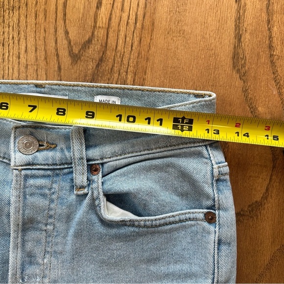 RE/DONE Jeans 90s High Rise Ankle Crop Raw Hem Button Fly Light Wash 25 - Picture 2 of 16